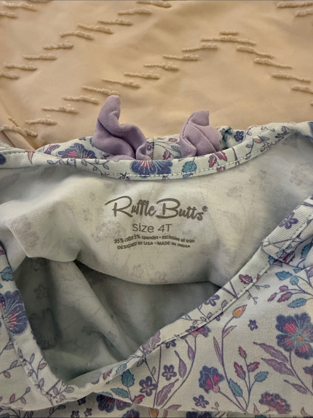 Ruffle Butts Light Blue Floral Twirl Dress with Lavender Accents - Picture 2 of 6